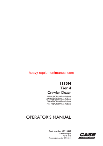 Download Case 1150M Tier 4 crawler dozer Operator Manual (47713449)