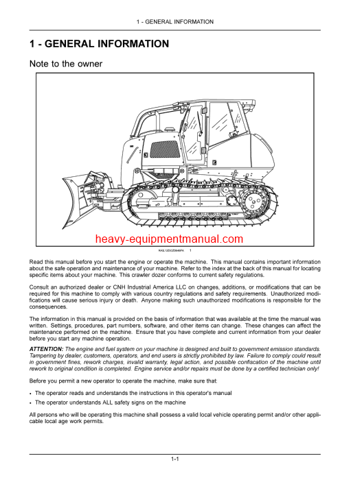 Download Case 1150M Tier 4 crawler dozer Operator Manual (47713449)
