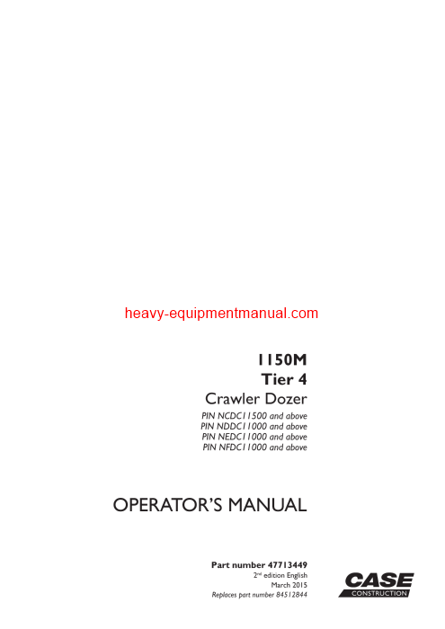  Download Case 1150M Tier 4 crawler dozer Operator Manual (47713449)