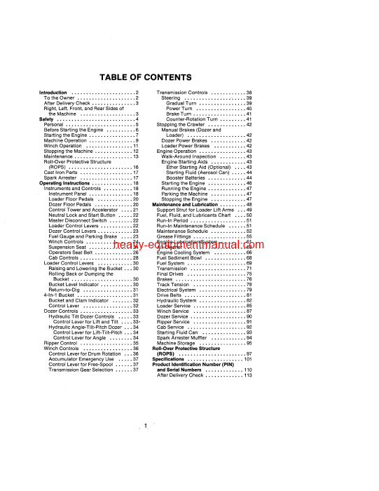 Download Case 1150d 1155d Crawler Operator Manual (9-8710)