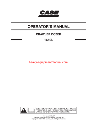 Download Case 1650L Crawler Dozer Operator Manual (87647839)