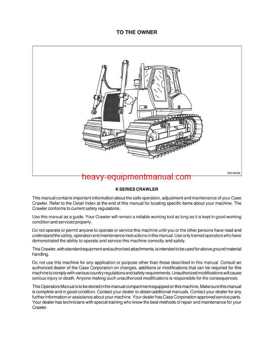 Download Case 1850K Tier 3 Crawler Dozer Operator Manual (87611939NA)