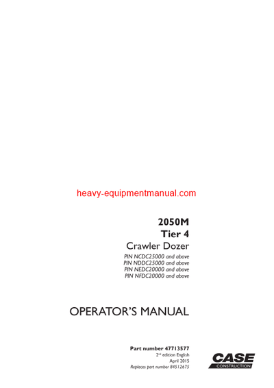 Download Case 2050M Tier 4 Crawler Dozer Operator Manual (47713577)
