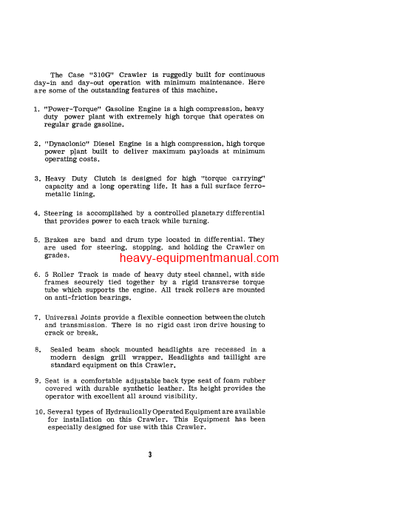 Download Case 310G Gasoline & Diesel Crawler Operator Manual (9-1457)
