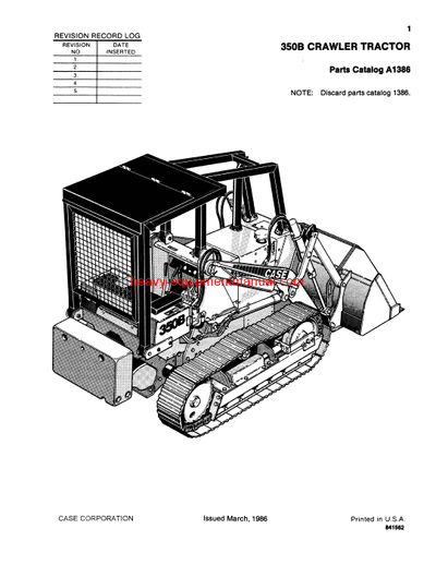 Download Case 350B Crawler Parts Catalog Manual (A1386)