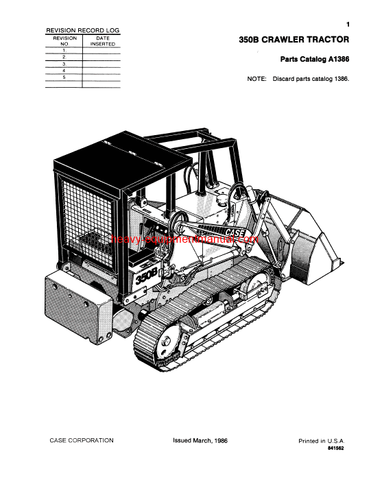  Download Case 350B Crawler Parts Catalog Manual (A1386)