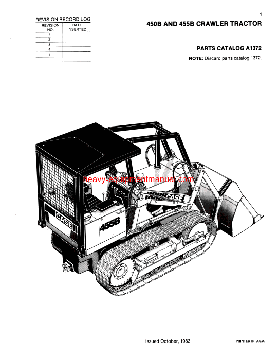 Download Case 450B, 455B Crawler Parts Catalog Manual (A1372)