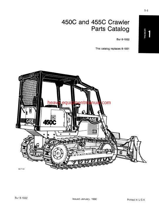 Download Case 450C, 455C Crawler Parts Catalog Manual (8-1932)