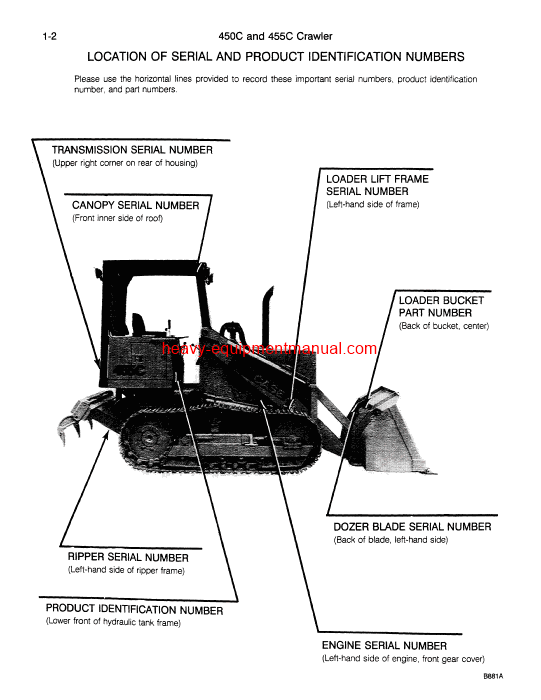 Download Case 450C, 455C Crawler Parts Catalog Manual (8-1932)
