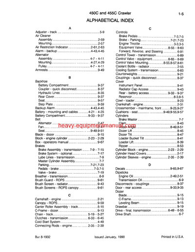 Download Case 450C, 455C Crawler Parts Catalog Manual (8-1932)
