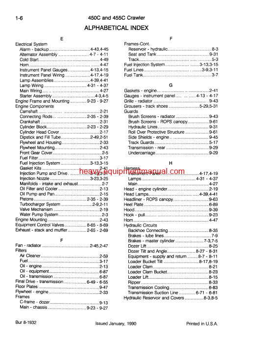 Download Case 450C, 455C Crawler Parts Catalog Manual (8-1932)