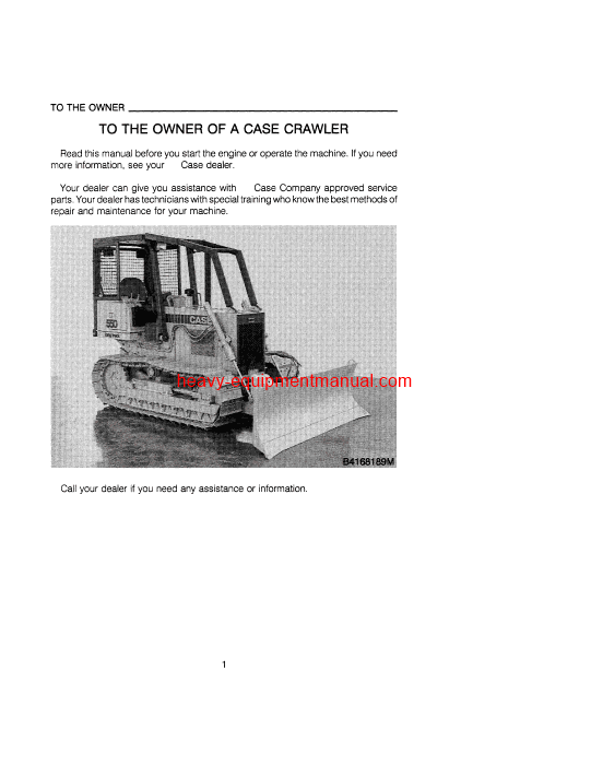 Download Case 550 Crawler Operator Manual (9-15961)