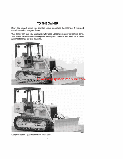 Download Case 550G Crawler Operator Manual (9-26012)