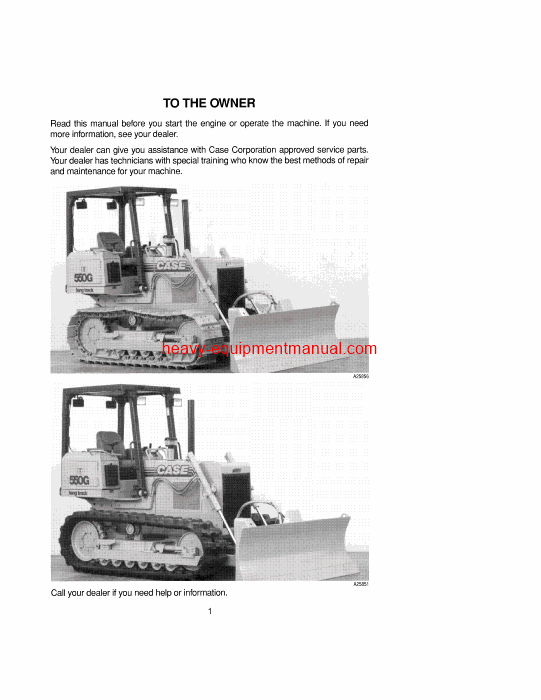 Download Case 550G Crawler Operator Manual (9-26012)