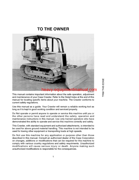 Download Case 550H Crawler Operator Manual (6-8911)