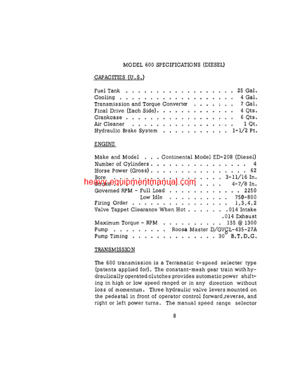 Download Case 600 Crawler - Diesel Operator Manual (9-741)