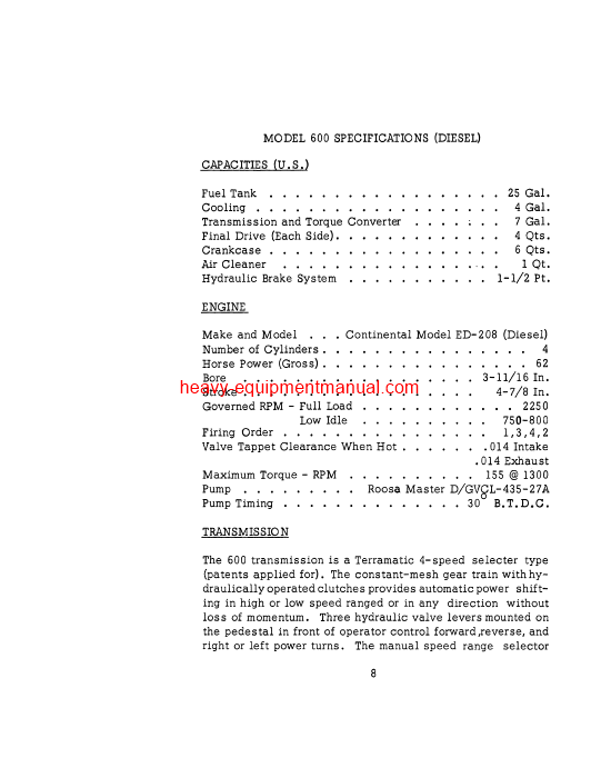 Download Case 600 Crawler - Diesel Operator Manual (9-741)