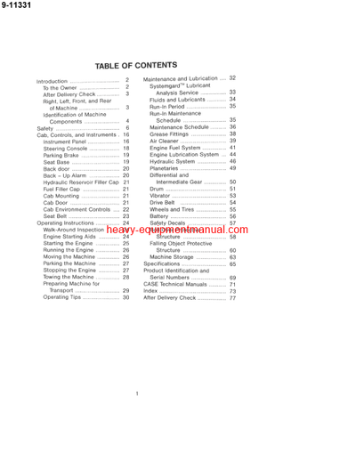 Download Case 602D, 602PD Deutz F4L912 Vibrating Self Propelled Roller Operator Manual (9-11331)
