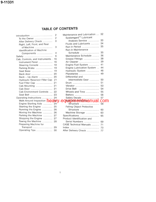 Download Case 602D, 602PD Deutz F4L912 Vibrating Self Propelled Roller Operator Manual (9-11331)