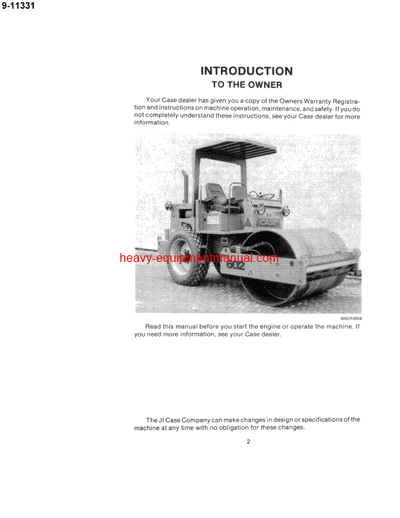 Download Case 602D, 602PD Deutz F4L912 Vibrating Self Propelled Roller Operator Manual (9-11331)