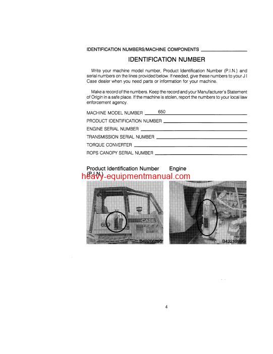 Download Case 650 Crawler Operator Manual (9-15970)