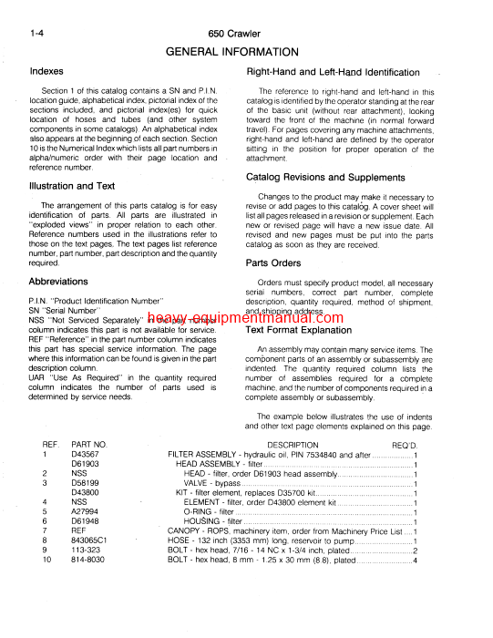  Download Case 650 Crawler (w,rev. 1) Parts Catalog Manual (8-6010)