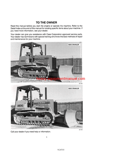 Download Case 650G, 850G Crawlers Operator Manual (9-24715)