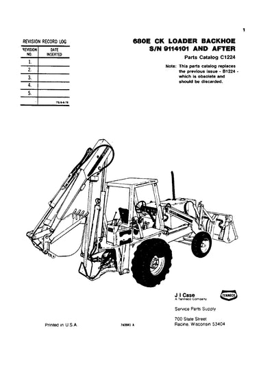 Case 680E CK Loader Backhoe Parts Manual - PDF Download