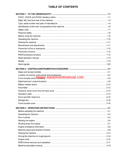 Download Case DV201, DV202, DV204 Vibratory Rollers Operator Manual (6-35950na)