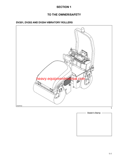 Download Case DV201, DV202, DV204 Vibratory Rollers Operator Manual (6-35950na)