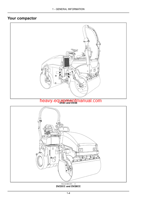 Download Case DV23CC, DV23, DV26CC, DV26 Vibratory Roller Operator Manual (51503798)