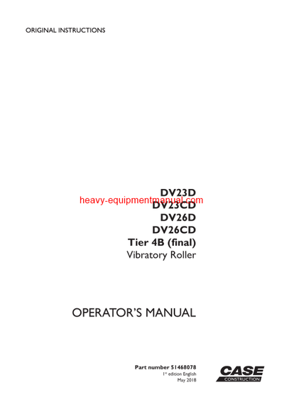 Download Case DV23D, DV23CD, DV26D, DV26CD Tier 4B (final) Operator Manual (51468078)