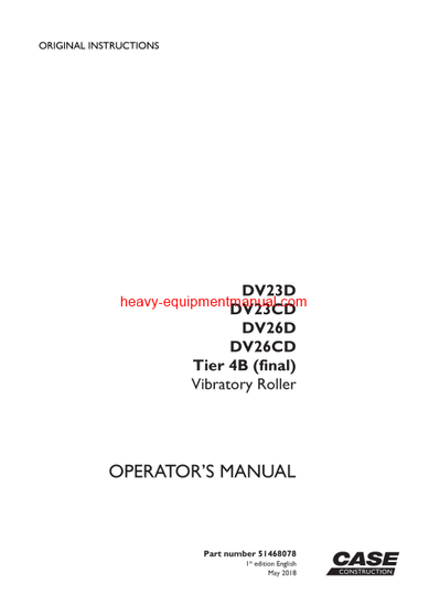  Download Case DV23D, DV23CD, DV26D, DV26CD Tier 4B (final) Operator Manual (51468078)