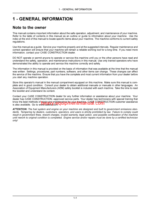 Download Case PT240D Tier 4B (final) Pneumatic Tire Compactor Operator Manual (51675506)