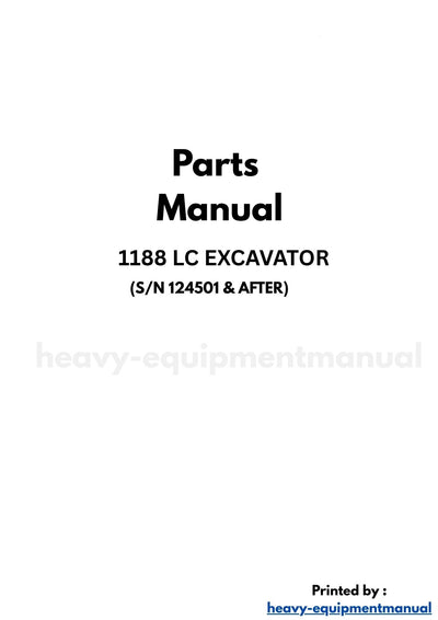 Parts manual cover for Case IH 1188 LC Excavator with logo and text on a white background