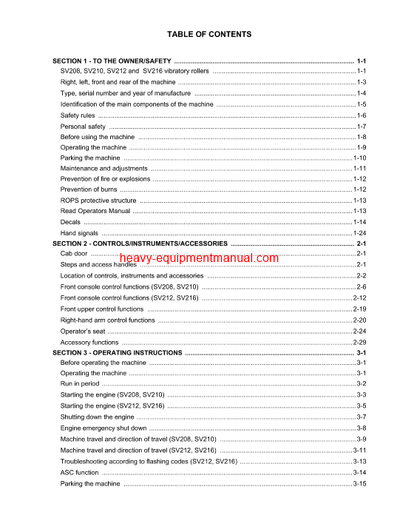 Download Case SV208, SV210, SV212, SV216 Tier 2 Vibratory Rollers Operator Manual (6-39011)