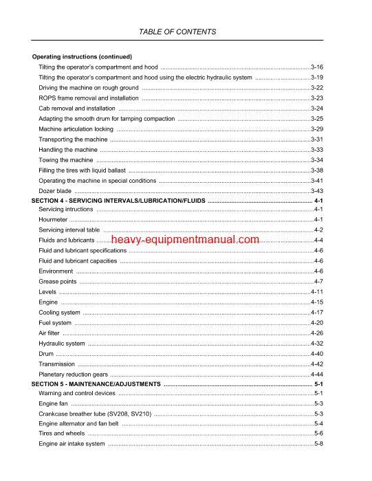 Download Case SV208, SV210, SV212, SV216 Tier 2 Vibratory Rollers Operator Manual (6-39011)