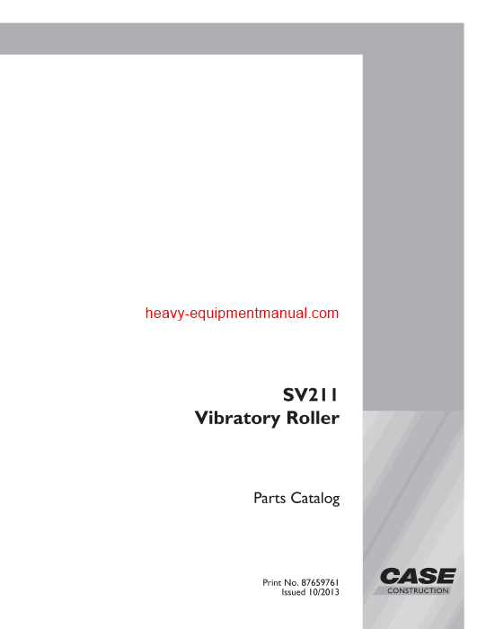 Download Case SV211 VIBRATORY ROLLER Parts Catalog Manual (87659761)