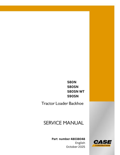 Case 580N, 580SN WT, 580SN, 590SN Tier 4B (final) tractor loader backhoe Service Manual