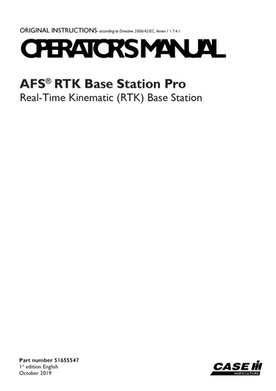 Case IH AFS® RTK Base Station Pro Operator Manual 51655547