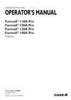 Case IH Farmall 140A Pro Tractor Operator Manual 92290882