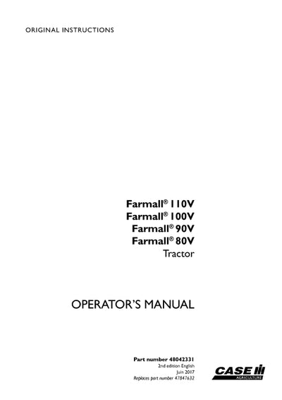 Case IH Farmall 90V Tier 4A (Interim) Tractor Operator Manual 48042331