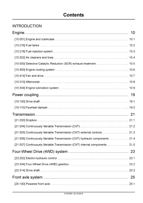 Case IH Magnum 200 CVT - PST Tier 4B Tractor Service Manual 51537963