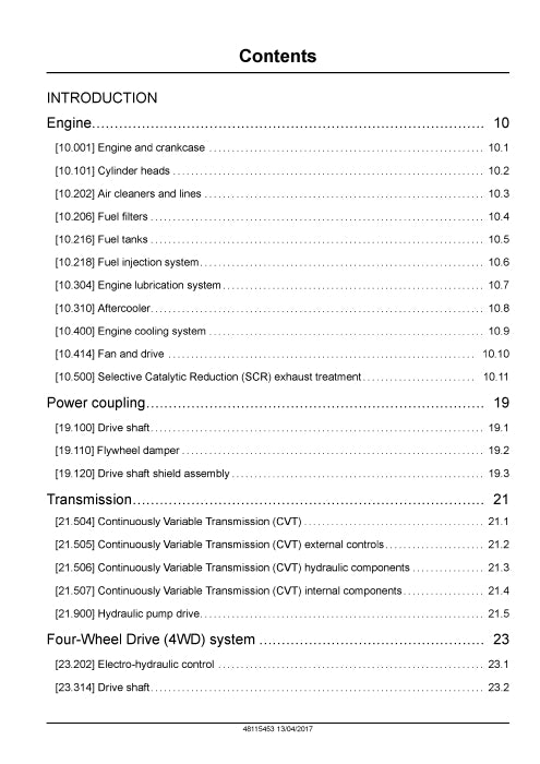 Case IH Magnum 250 CVT - PST Tier 4B Tractor Service Manual 48115455
