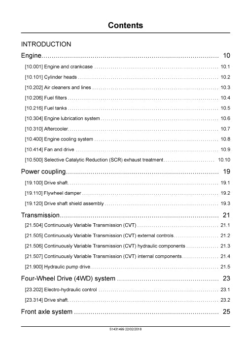 Case IH Magnum 340 Rowtrac CVT - PST Tier 4B Tractor Service Manual 51431498