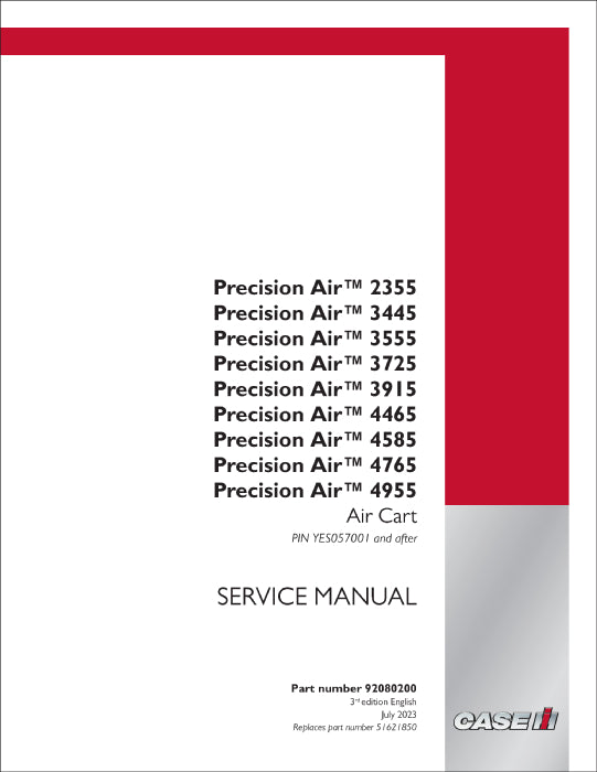 Case IH Precision Air 3915 Air Cart Service Manual 92080200