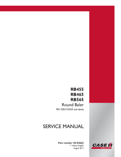 Case IH RB455, RB465, RB565 Round Baler Service Manual 48182662