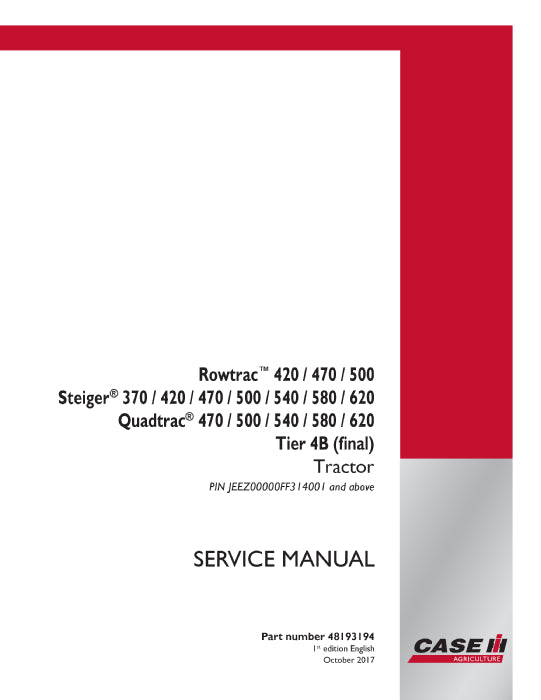  Case IH Rowtrac 470 Tier 4B (Final) Tractor Service Manual 48193194