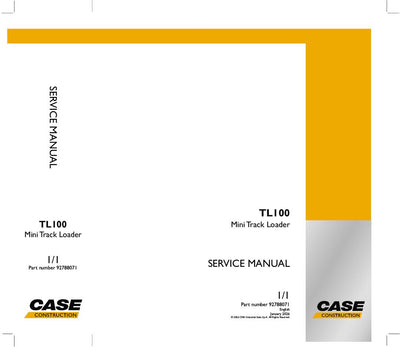 Case TL100 Mini Track Loader Service Manual (2026)