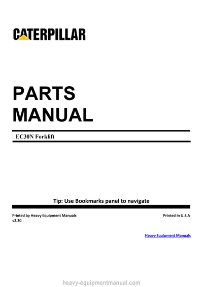 Caterpillar EC30N Forklift Parts Manual Download PDF